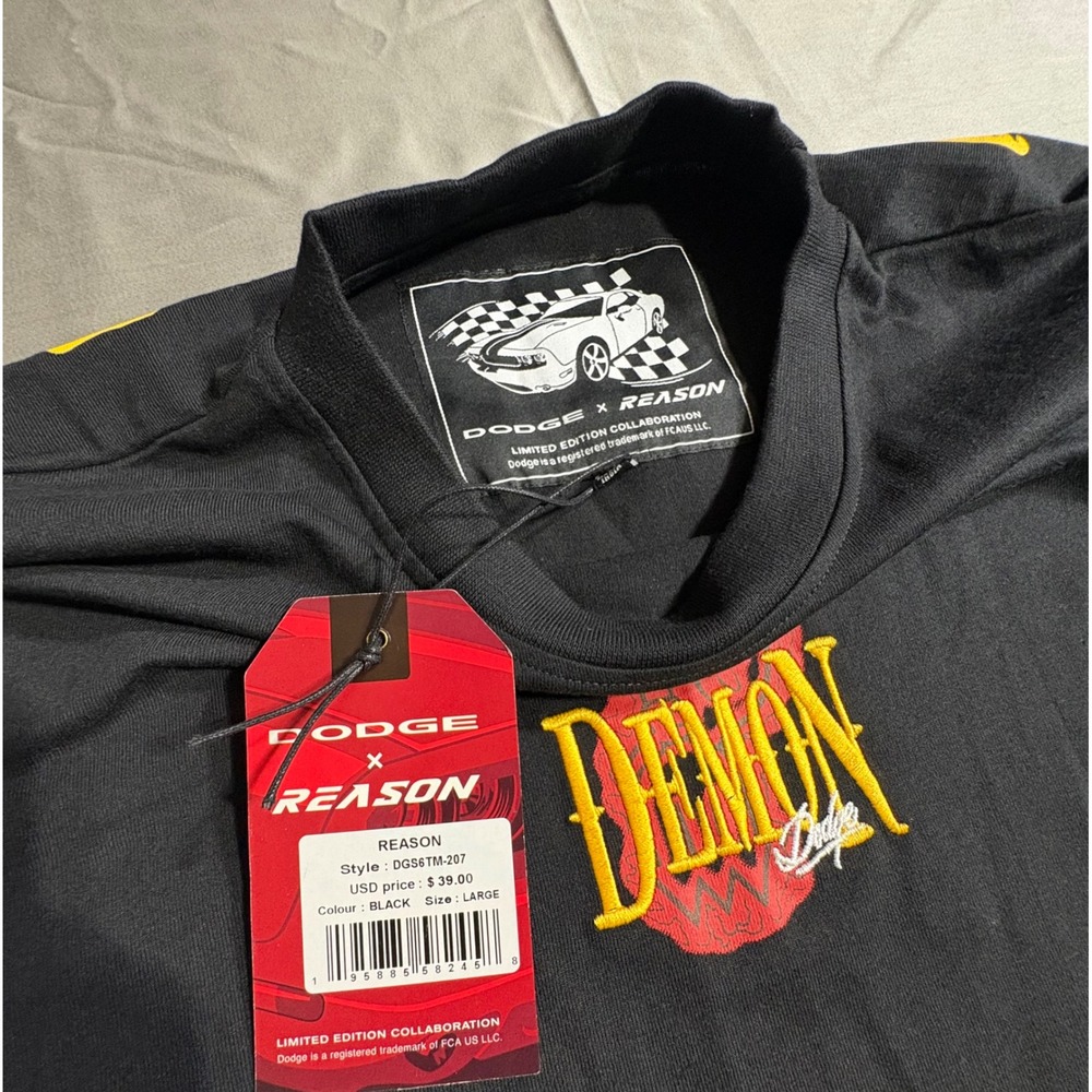 Dodge x Reason Demon 71 Black Graphic T-Shirt Mens Large DGS6TM-207 NWT - Picture 3 of 5